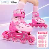 迪士尼溜冰鞋套装儿童轮滑鞋全闪女初学直排滑冰鞋旱冰鞋送礼物