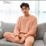 TPHC 秋冬季加厚珊瑚绒睡衣女冬保暖宽松家居服套装学生情侣加大码· 男款-初恋小粉【一套装】 均码 加大码【130-155斤】