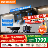 苏泊尔（SUPOR）油烟机家用顶侧双吸抽油烟机燃气灶套装厨房25m³爆炒大吸力智控烟灶套装天然气灶具烟机套装PL11 【管道天然气12T】4.5KW节能灶+顶侧烟机套装