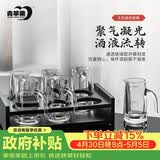 青苹果白酒杯二两杯刻度分酒器玻璃酒壶6只 家用饭店用