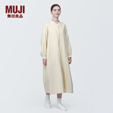 MUJI女式 木棉混双层纱织长袖连衣裙长裙裙子衬衫裙 BC2IOC4S 原色 M 160/84A