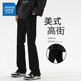 真维斯（Jeanswest）cleanfit微喇牛仔裤男款秋季vibe美式黑色喇叭裤子男士直筒裤男生