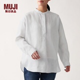 MUJI MUJI 女式 法国亚麻水洗 束腰长上衣 长袖 BCJ02C0S 银灰色 XS-S