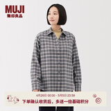 MUJI 女式 法兰绒 衬衫领 长袖衬衫衬衣内搭上衣纯棉冬季女装格子 深灰色格纹 XL （165/92A）