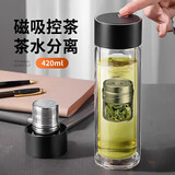 八千行茶水分离杯磁弹泡茶磁吸力玻璃水杯子男士双层防烫便携车载耐高温