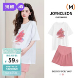 婧麒（JOYNCLEON）孕妇装夏季时尚减龄卡通印花T恤短袖外穿上衣 白XXL Jwc159476