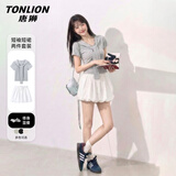 唐狮（TonLion）夏季套装女装新款海军领短袖t恤短裙高级感女士2026年减龄两件套