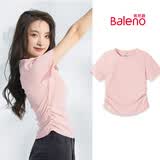 班尼路（Baleno）正肩短袖t恤女2026夏新款抽褶设计韩系修身显瘦时尚百搭圆领上衣