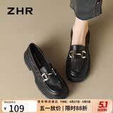 ZHR乐福鞋女软底百搭网面透气单鞋女英伦风粗跟女鞋 FTEP06E 黑色 37