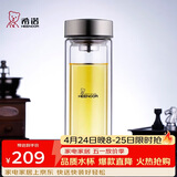 希诺抗菌玻璃杯双层防烫办公车载水杯男高档泡茶杯子XN-9607K 410mL