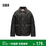 森马（Semir）羽绒服女中长款轻薄拼接灯芯绒翻领2024冬季三防外套109724113004