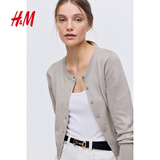 H&M女装毛针织衫夏季慵懒风休闲打底衫短款开衫内搭外套0579541 浅米灰色 M 165/96