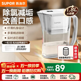 苏泊尔（SUPOR）净水器家用滤水壶自来水家用过滤器多重精滤滤芯寿命提醒一芯四芯六芯可替换滤芯净水壶 J-UF01 【白色款】一机一芯 净水壶