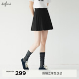 伊芙丽（eifini）朱珠代言时髦百搭显瘦miu系学院风百褶半身裙女2025新款 黑色 M 105-115斤