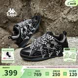 Kappa卡帕男鞋情侣面包鞋男2026春夏新款小白鞋子男休闲运动鞋厚底板鞋 黑色/阴影灰/冷灰色 37