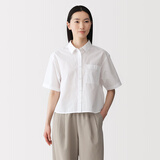 MUJI 女式 凉感短袖衬衫 女士衬衣外套上衣女装女款26年夏季 BC2Q5C6S 白色 M (160/84A)