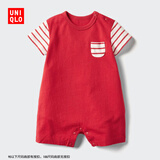 优衣库婴幼儿爬爬服/短袖宝宝连体衣483024 15 珊瑚红色 100cm