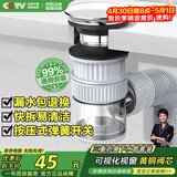 四季沐歌（MICOE）洗手盆面盆下水管套装弹跳下水器漏水塞洗脸池墙侧排防臭神器W06