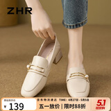 ZHR则则高跟鞋女2026新款女鞋珍珠扣乐福单鞋女通勤小皮鞋女两穿K170米37