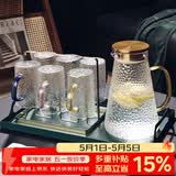 格娜斯玻璃杯水杯家用套装泡茶杯喝水杯子耐高温轻奢高颜值锤纹凉水壶