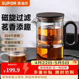 苏泊尔（SUPOR）磁吸飘逸杯过滤泡茶壶全玻璃耐高温一键茶水分离神器非按压 飘逸杯550ml