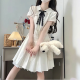 程朵连衣裙夏季2026新款短裙学生少女孩小个子高中初中生女生衣服裙子 图片色 均码 (可备注码数)