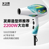 火之凤吹风机理发店专用 电吹风筒 负离子2200W大功率发廊大风力速干家用高速恒温护发不伤发8960 8960白孔雀(2200W)