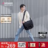威戈瑞士军刀14英寸笔记本电脑包邮差包潮流背包黑出差旅行包