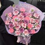 馨仪母亲节鲜花速递玫瑰向日葵康乃馨花束生日礼物全国同城配送 33朵康乃馨紫玫瑰混搭花束