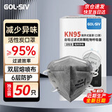 胜丽KN95口罩活性炭 独立包装 防甲流飞沫防尘口罩防雾霾防异味 头戴无阀 M9542 50只