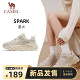 骆驼（CAMEL）女鞋厚底增高缓震老爹休闲运动鞋子 K25CX4L4013 浅米白/灰 38