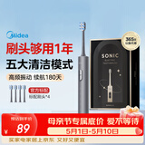 美的（Midea）电动牙刷S1PX星空灰成人/学生便携180天续航5种模式磁悬浮声波马达清洁男女情侣生日节日礼物推荐