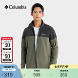 Columbia哥伦比亚户外男子简约立领时尚外套保暖舒适抓绒衣AE0560 397 军绿色拼鲨鱼黑 M(175/96A)