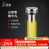 希诺抗菌双层玻璃杯2026新款茶水分离泡茶杯子男办公车载水杯XN-628L