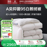 梦洁家纺绒耀护肩分区95%白鹅绒冬被厚被月牙白填充物约1000g 200*230cm