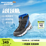 Skechers斯凯奇儿童绒绒靴雪地靴保暖男童棉鞋防寒加绒高帮女童靴660092L 男童/黑色/蓝色/BKBL 37