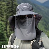 JEEP防晒帽男遮阳帽夏季防紫外线渔夫帽男户外登山帽宽帽檐防晒太阳帽