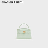 CHARLES&KEITH鳄鱼纹凯莉包手提斜挎婚包包女包生日母亲节礼物CK2-50270880-1 Mint Green薄荷绿色（新色） S