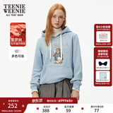 Teenie Weenie小熊秋冬装学院风蓝色T恤索罗娜加绒连帽卫衣套头衫 浅蓝色 S (160)