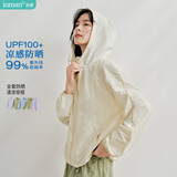 茵曼UPF100+防晒衣女夏时尚衬衫外套 连帽-杏色 XL