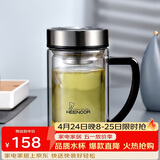希诺双层玻璃杯男家用商务办公水杯带手柄泡茶杯子XN-9320 290mL