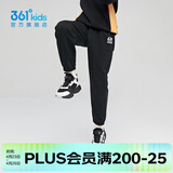 361°童装儿童裤子男童运动裤春季新款大童男孩卫裤夏季女童长裤 【夏季针织】经典黑 170