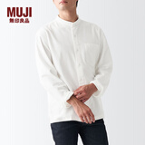 MUJI男式 法兰绒立领衬衫 长袖休闲百搭衬衣男士外套纯棉全棉ACA75C1A 米白色 L （175/100A）