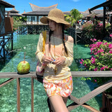 尤克达蒂（yookdd） 泳衣女多巴胺分体比基尼四件套性感甜美小胸聚拢温泉度假风泳衣 橘色比基尼【四件套】 均码