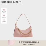 CHARLES&KEITH柔软拉链式褶皱单肩包腋下包包女包女士母亲节礼物CK2-40782472 Light Pink浅粉色 S