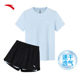 安踏速干运动套装丨女装夏季新款透气短袖短裤羽毛球防走光两件套