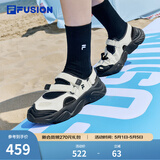 斐乐（FILA）FUSION斐乐玛丽珍凉鞋女鞋凉拖魔术贴海螺沙滩鞋 微白/黑-WB 38