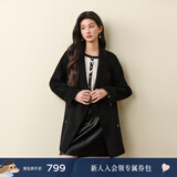 诗凡黎（‘S EIFINI）【人生大衣】100%散毛染绵羊毛双面呢大衣25秋冬新款高性价比外套 【中长款】黑色 S
