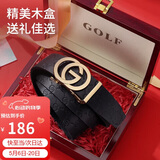 高尔夫（GOLF）男士皮带双面头层牛皮腰带男自动扣高档礼盒装中青年裤带