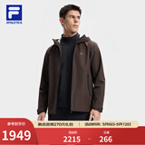 FILA 斐乐官方男士三合一冲锋衣两件套冬新款健身运动保暖连帽外套 黑咖啡色-DR XL 180/100A/XL